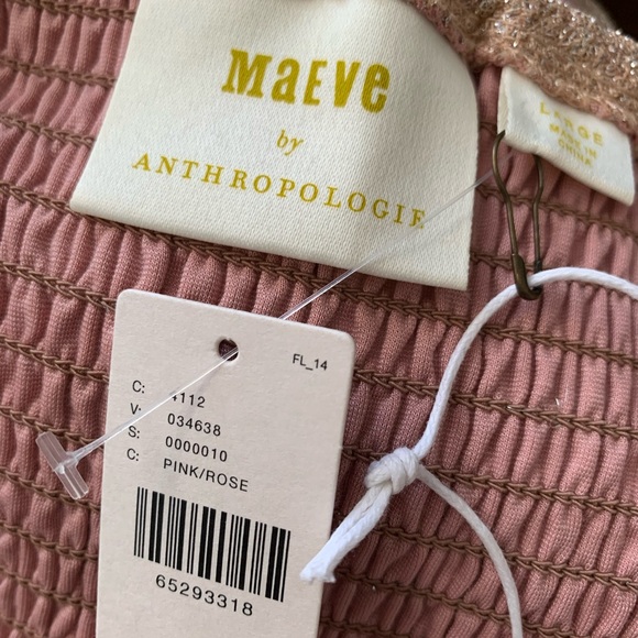 Anthropologie | L | Maeve Ruffled metallic tube top in light pink - Picture 2 of 5